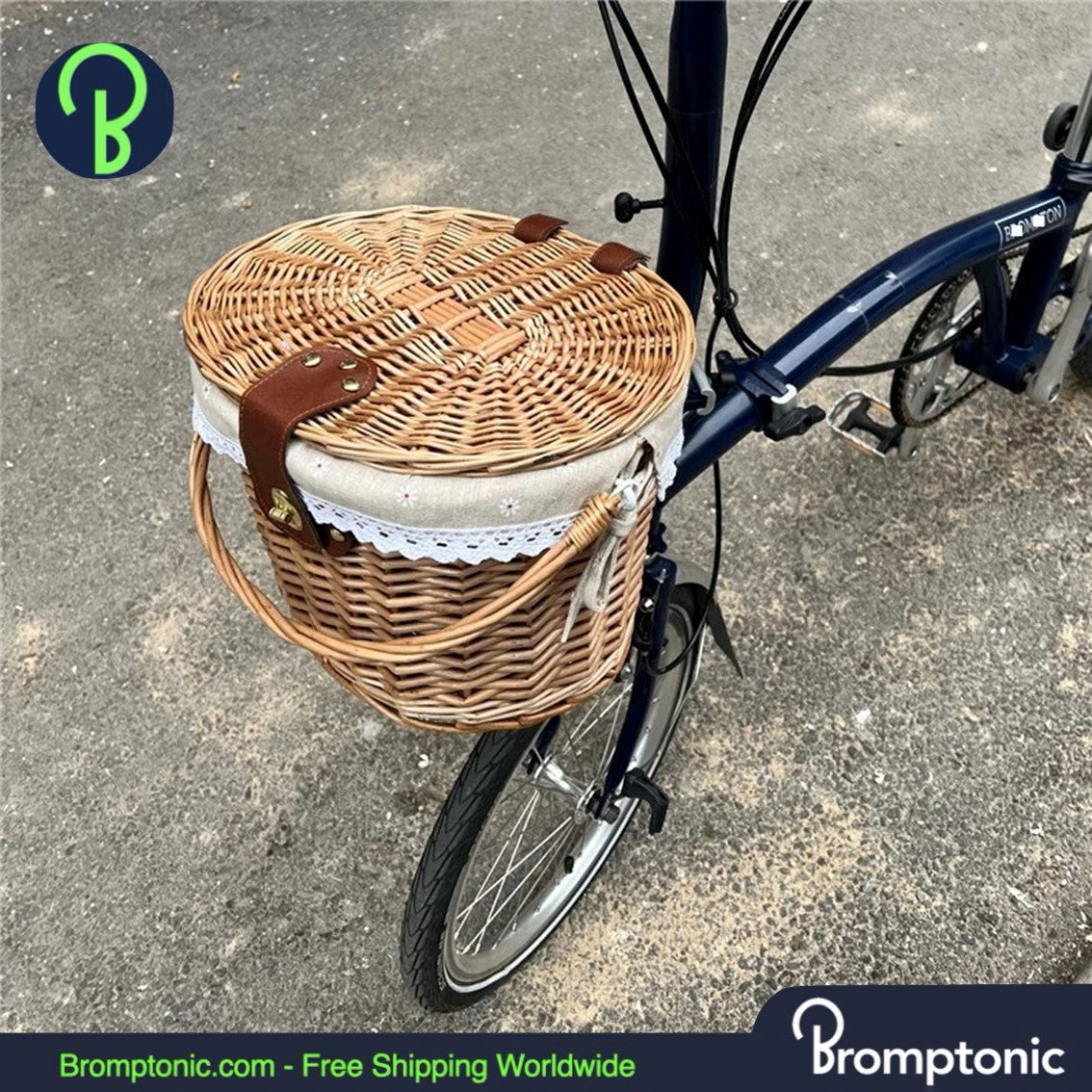 Brompton Front Wicker Basket with Lid – Handwoven Vintage Style