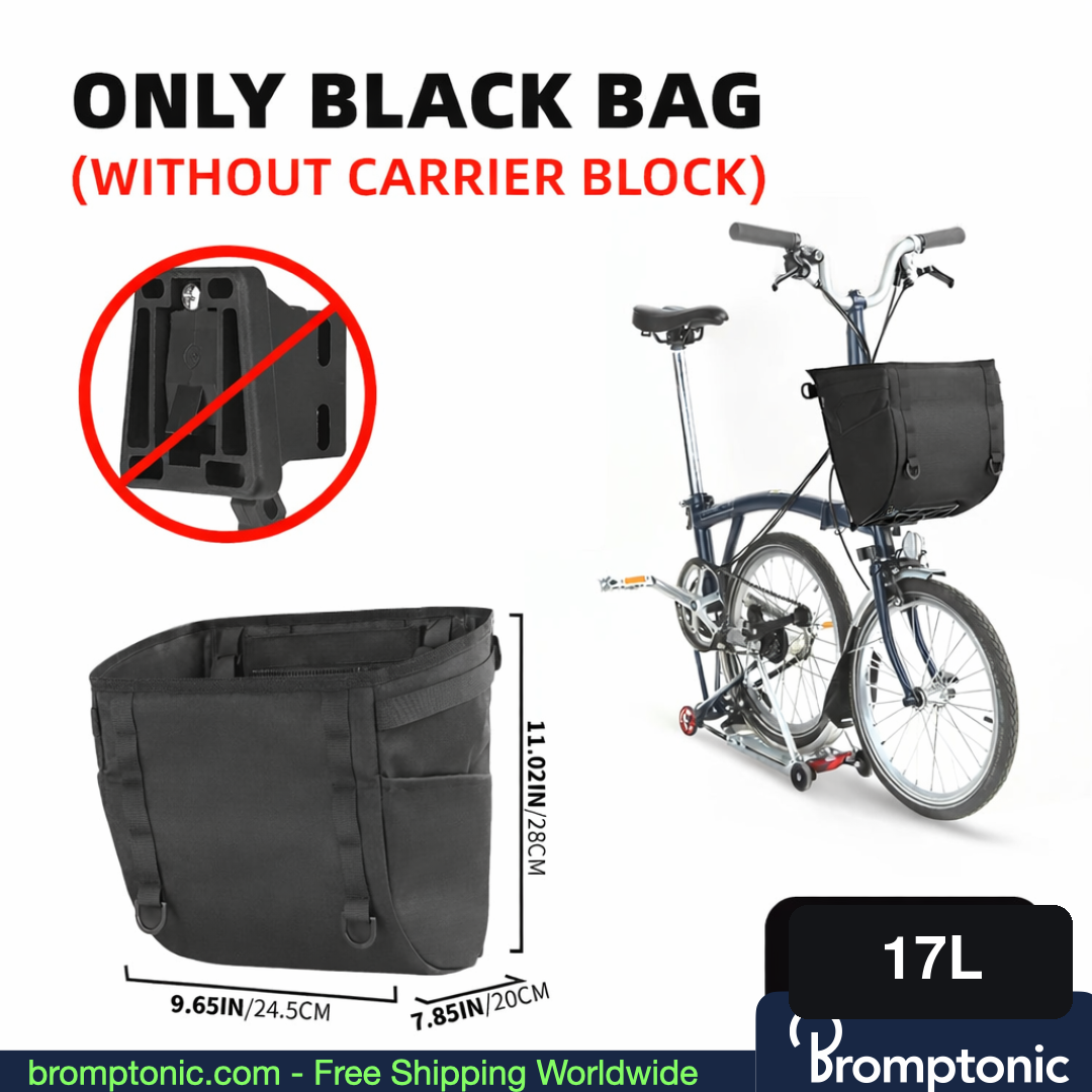 Brompton shopping bag Black 17L — corrected source and size label