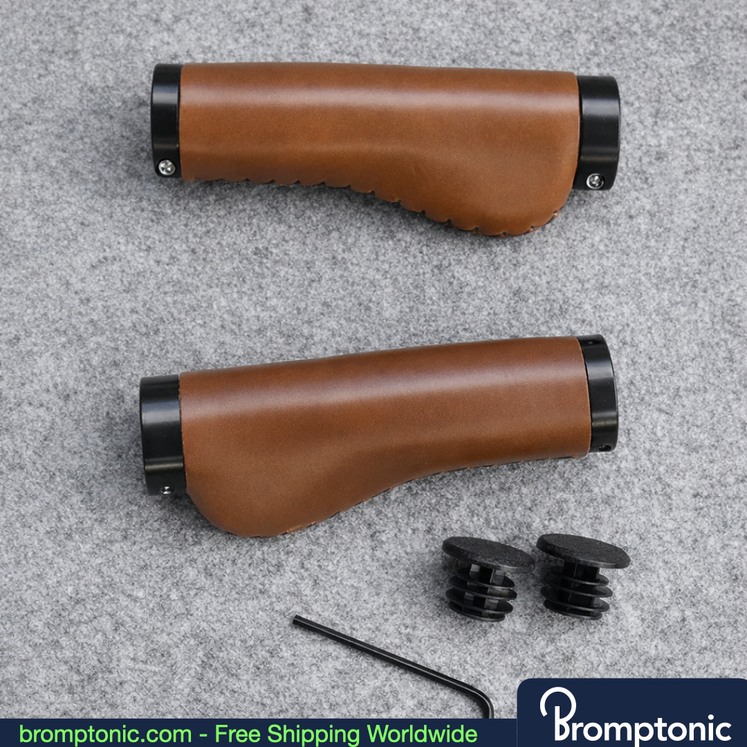 Brompton 128mm Leather Handlebar Grips, view 20, Bromptonic accessory