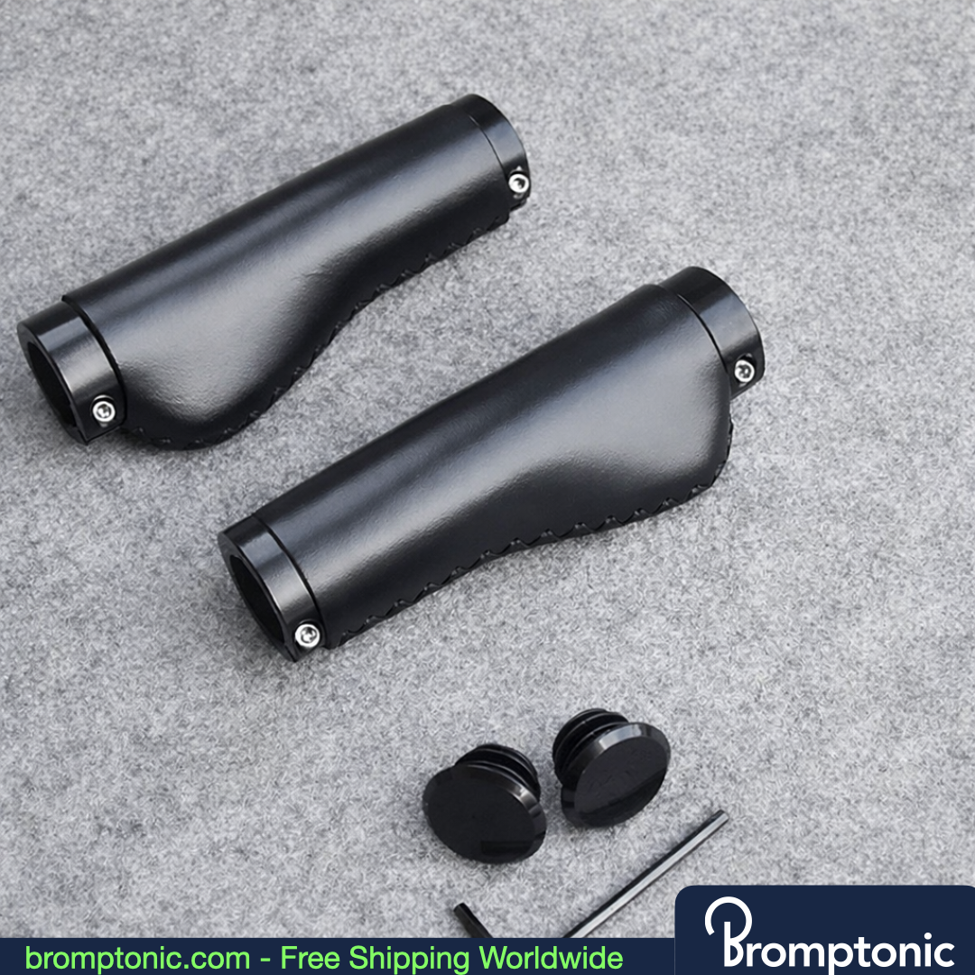 Brompton 128mm Leather Handlebar Grips, view 23, Bromptonic accessory