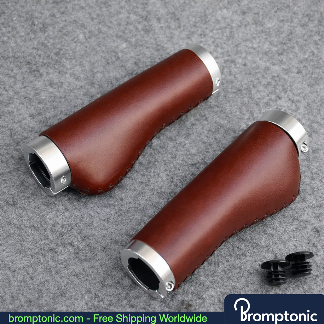 Brompton 128mm Leather Handlebar Grips, view 29, Bromptonic accessory