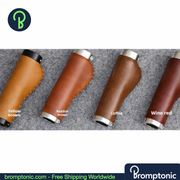 Brompton 128mm Leather Handlebar Grips, Black Leather with S, Bromptonic accessory