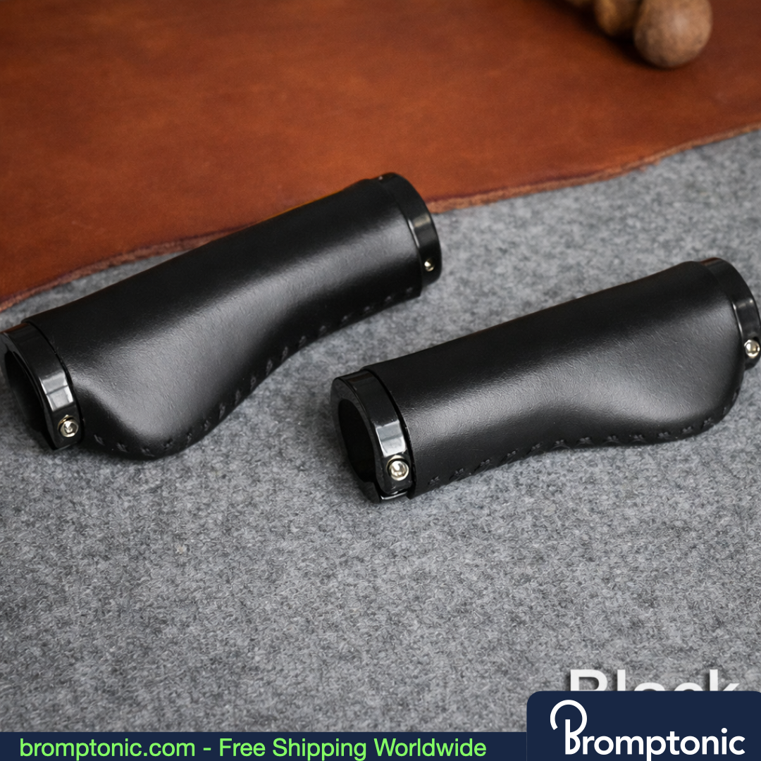 Brompton 128mm Leather Handlebar Grips, view 14, Bromptonic accessory