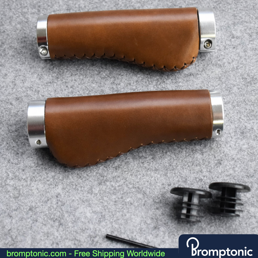 Brompton 128mm Leather Handlebar Grips, view 18, Bromptonic accessory