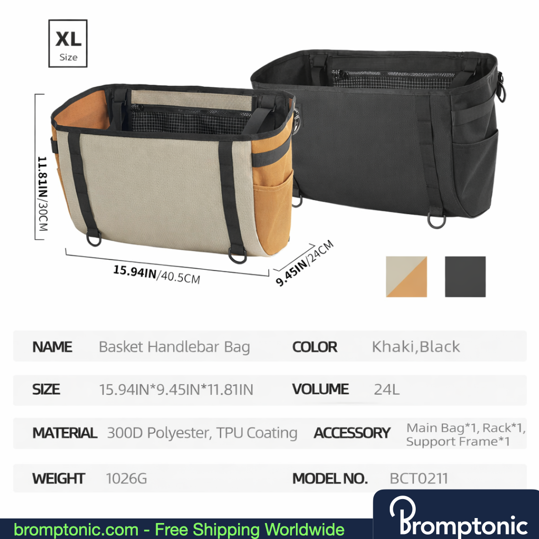 Brompton Foldable Handlebar Shopping Bag 17L/24L, view 13, Bromptonic accessory