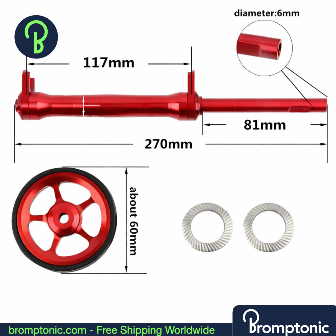 Brompton Rear Rack Easy-Wheel Extension Bar, SILVER Rod, Bromptonic accessory