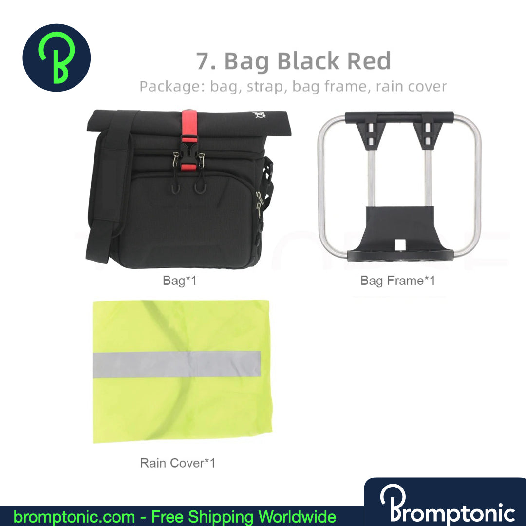 brompton s bag rain cover Brompton Roll-Top Front Bag – 12.6L Expandable Hard-Shell Commuter Bag (A/C/G/P/T Line)