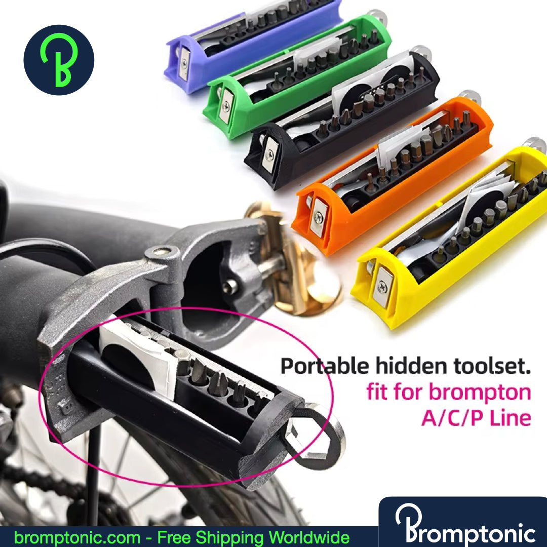 Brompton Hidden Magnetic Tool Box & Repair Set - Kit di stoccaggio integrato nel telaio
