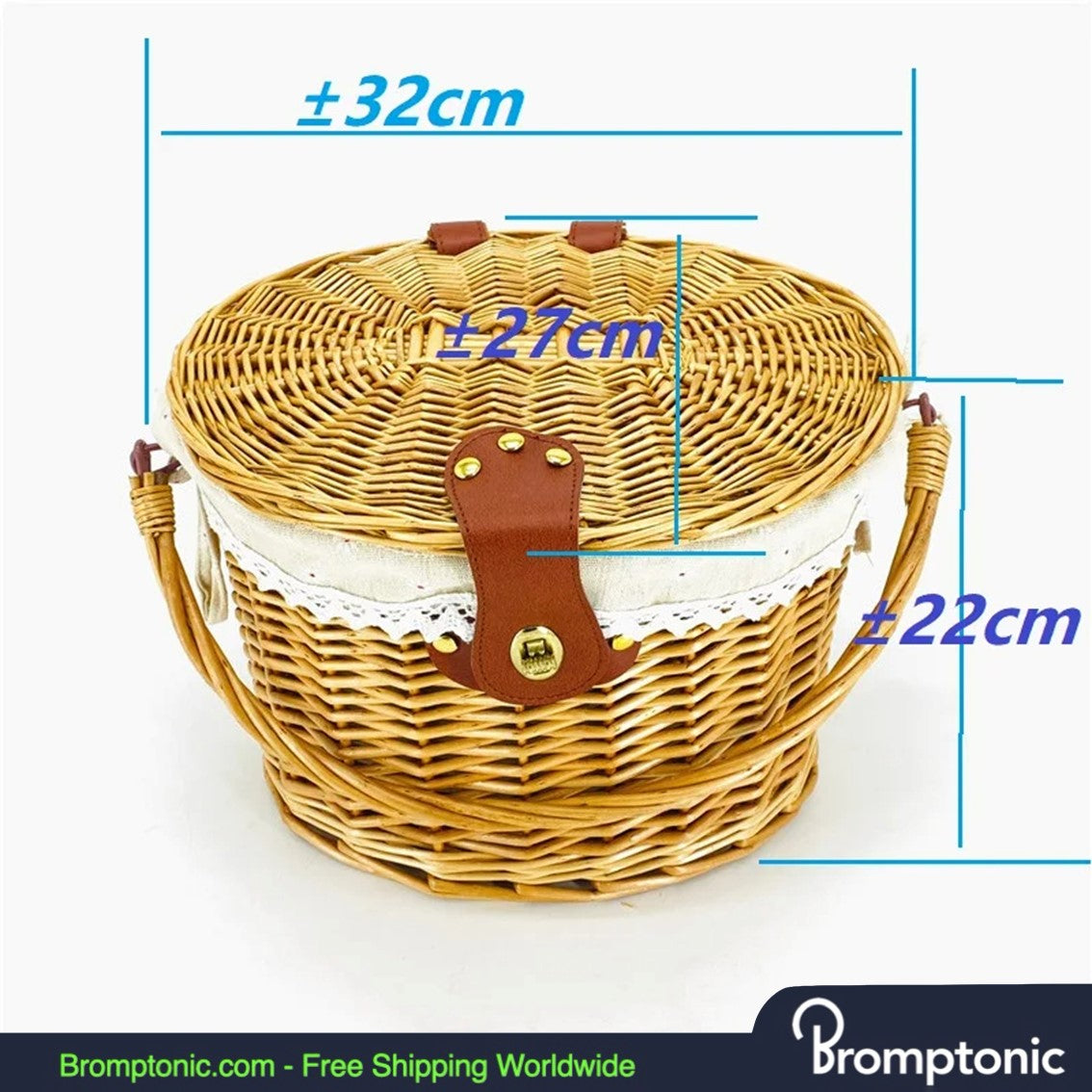 Brompton Front Wicker Basket with Lid – Handwoven Vintage Style