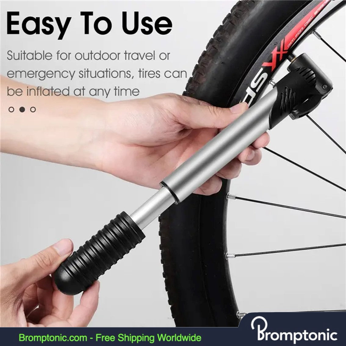 ブロンプトン携帯用ミニポンプ-シュレーダー/プレスタ用軽量エアポンプ