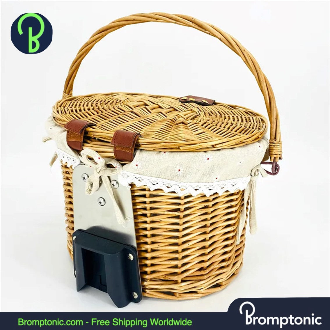 Brompton Front Wicker Basket with Lid – Handwoven Vintage Style