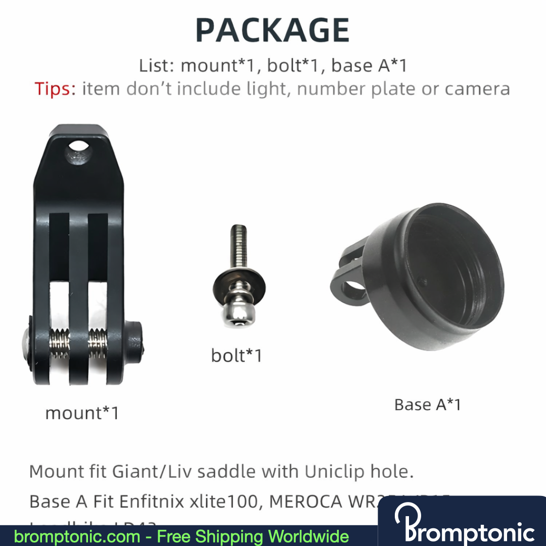Brompton Saddle Mount Holder for Light or Camera, Mount Base A, Bromptonic accessory