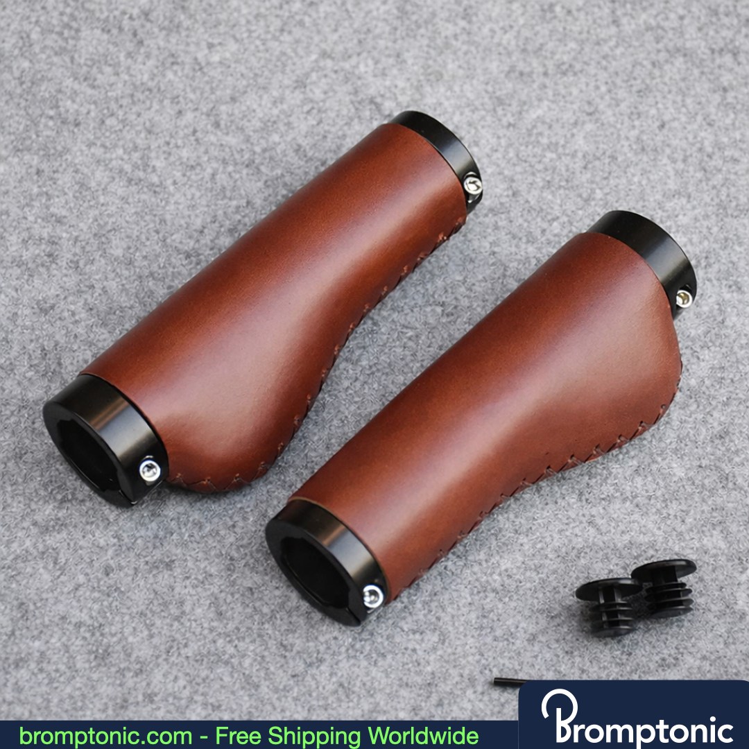 Brompton 128mm Leather Handlebar Grips, view 22, Bromptonic accessory