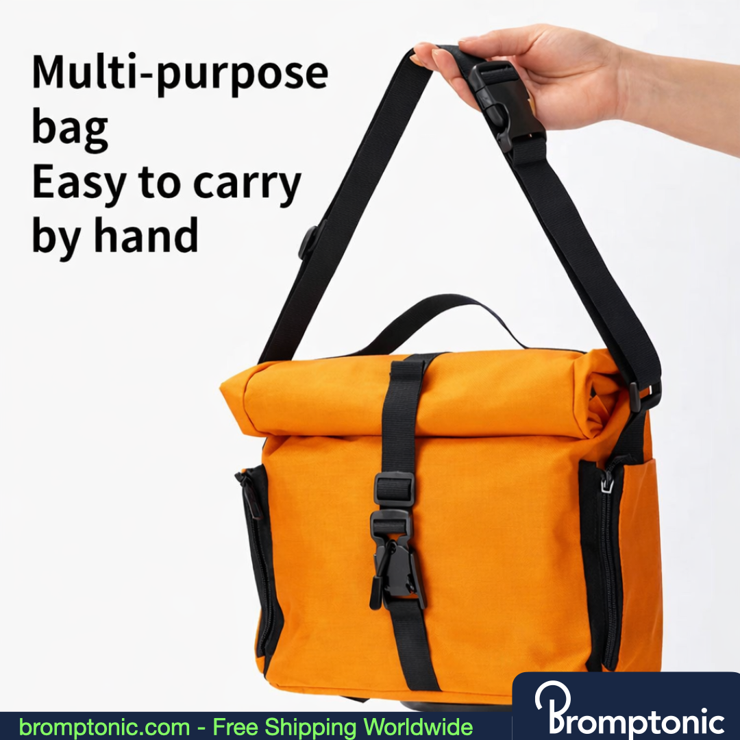 Brompton 7–10L Roll-Top Handlebar Storage Bag, orange, Bromptonic accessory