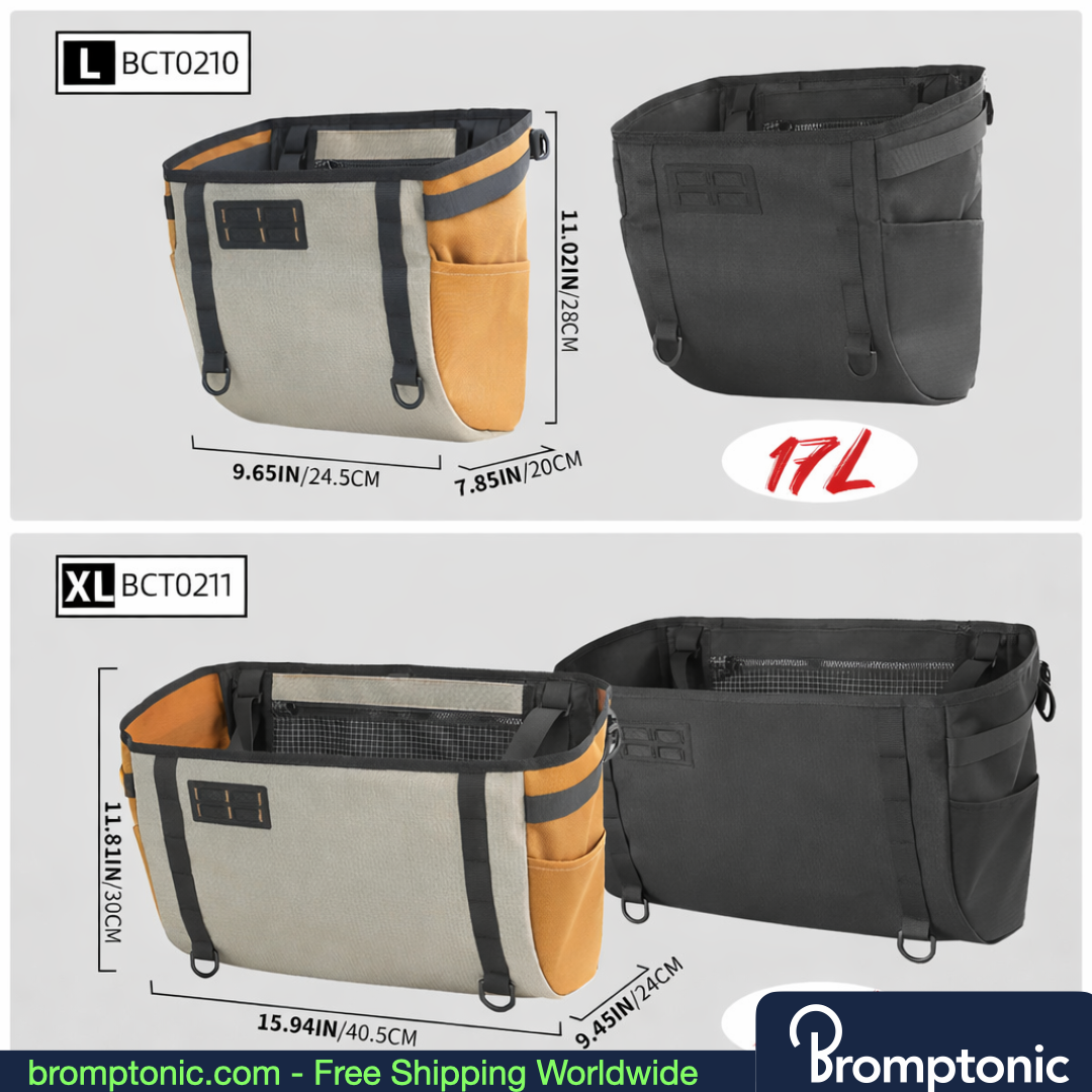 Brompton Foldable Handlebar Shopping Bag 17L/24L, Black-17L / China Mainland, Bromptonic accessory
