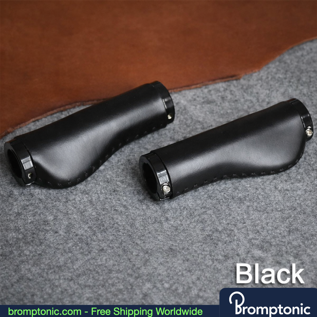 Brompton 128mm Leather Handlebar Grips, Honey Leather with S, Bromptonic accessory