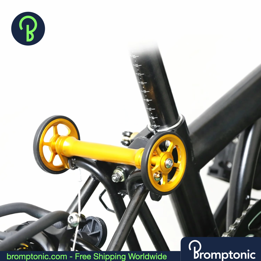 Brompton Rear Rack Easy-Wheel Extension Bar, GOLD Rod, Bromptonic accessory