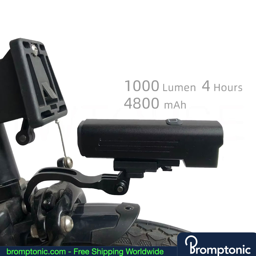 Brompton Front Light 1000 Lumen – USB Rechargeable, Fork-Hole & Handlebar Mount