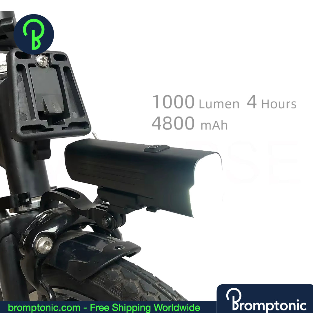Brompton Front Light 1000 Lumen – USB Rechargeable, Fork-Hole & Handlebar Mount