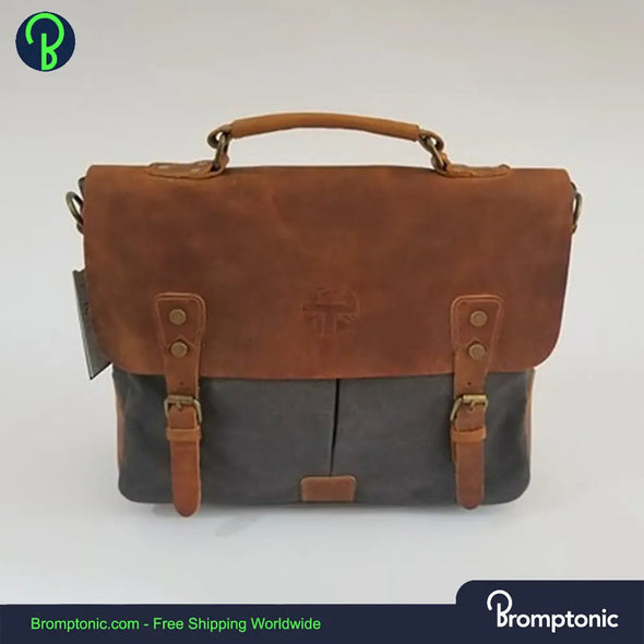 Brompton Retro Laptop Leather Bag Bromptonic