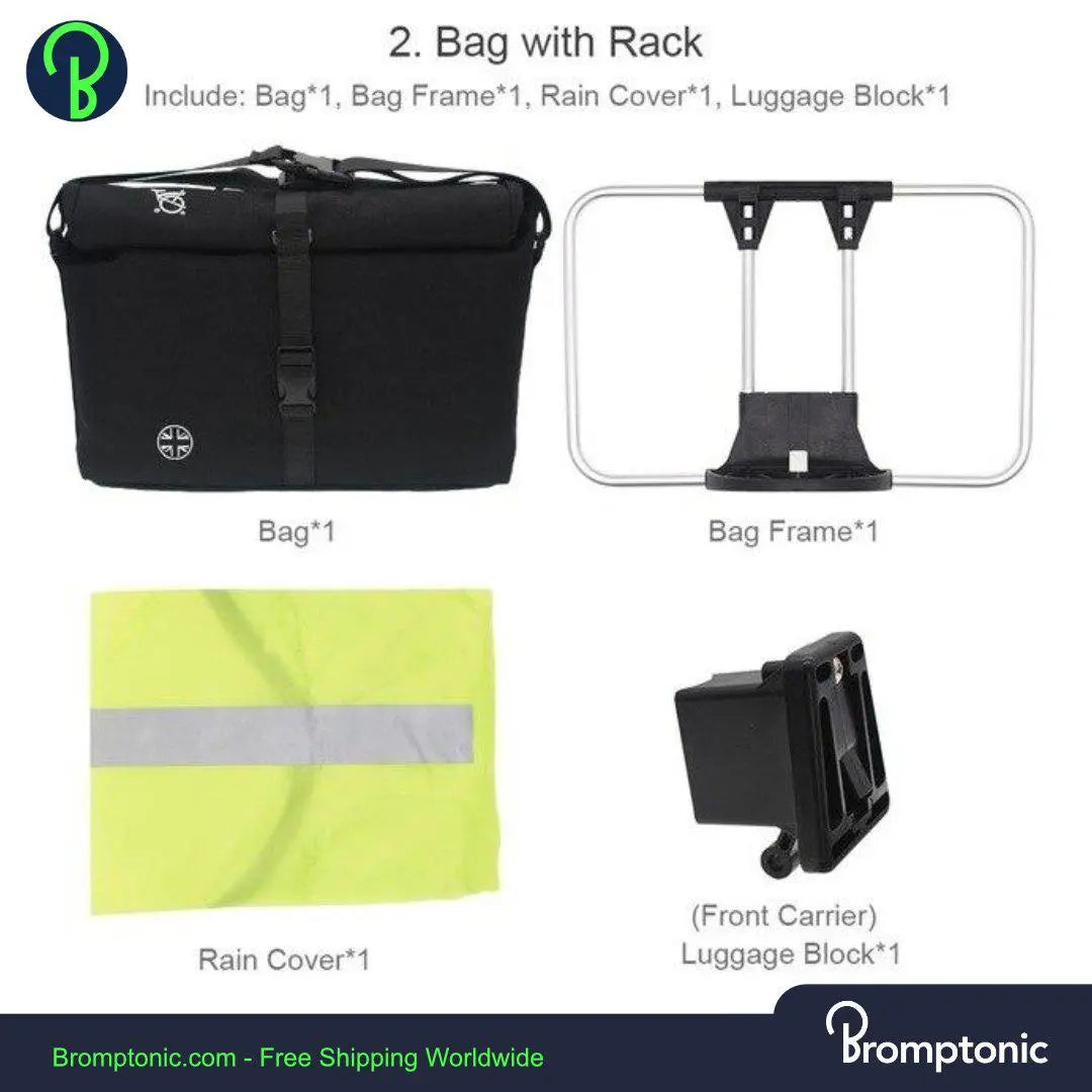 Brompton Roll Top Bag Water Resistant Rain Cover Adjustable Strap Bromptonic